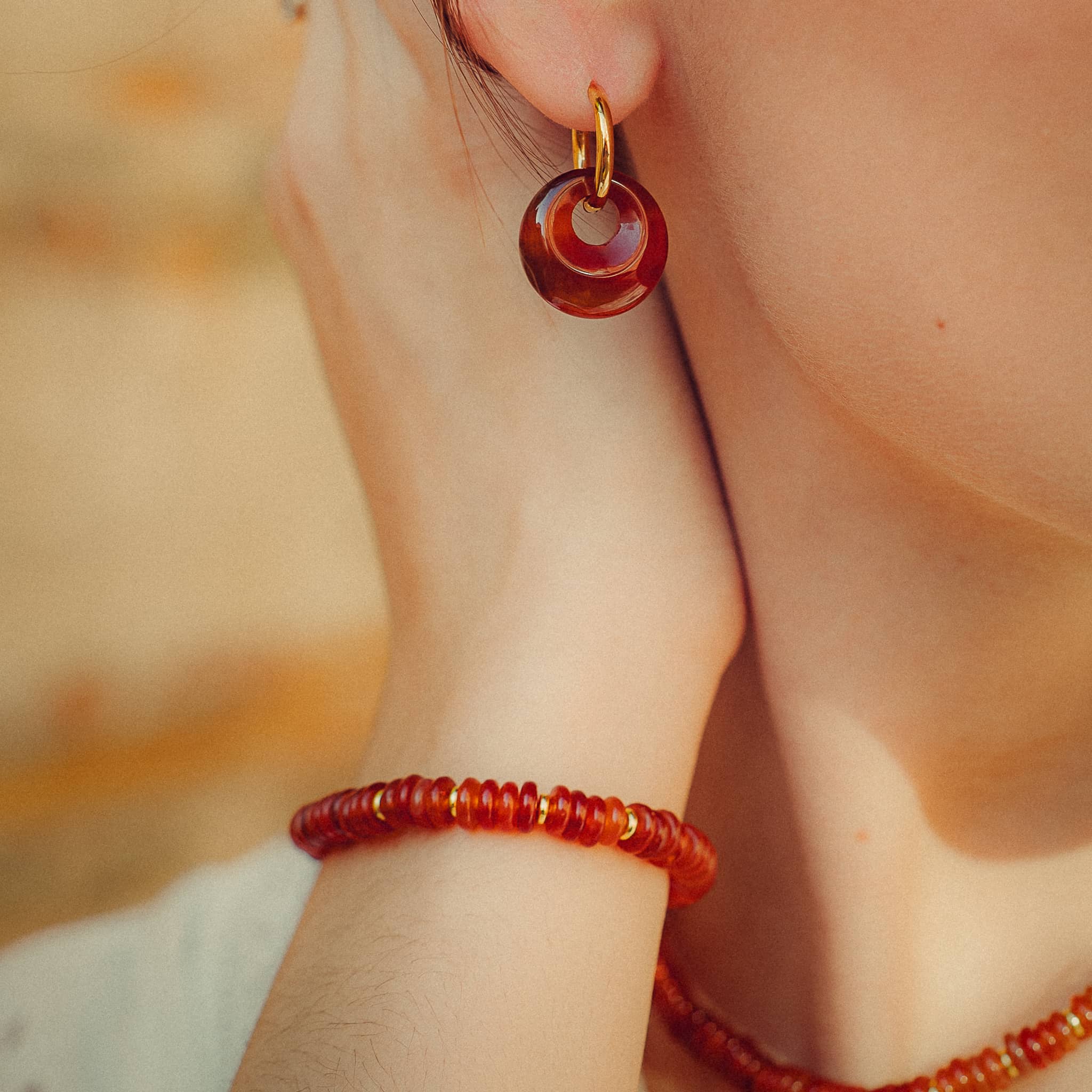 Boucles d'oreilles Blima en pierres Agate rouge - SLOYA